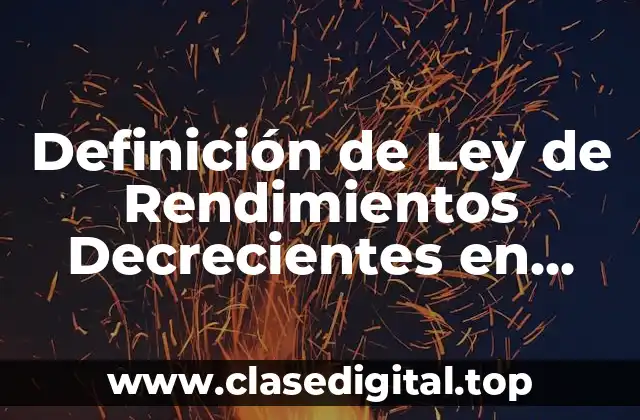 Definición de Ley de Rendimientos Decrecientes en Economía