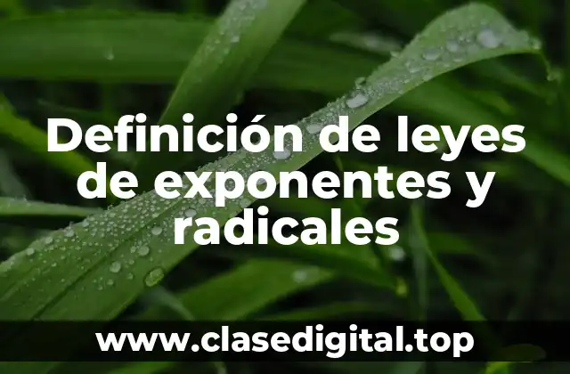 Definición de leyes de exponentes y radicales