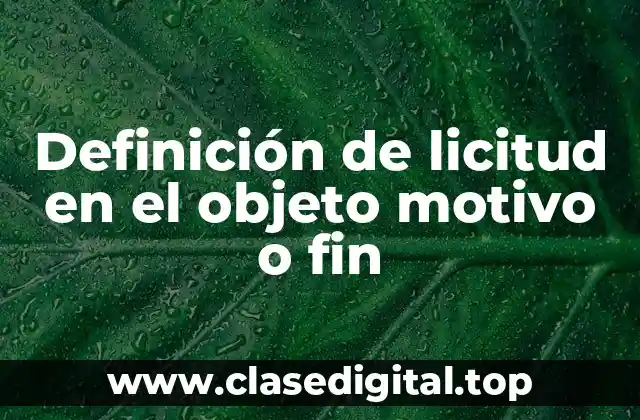 Ejemplos de licitud en el objeto motivo o fin