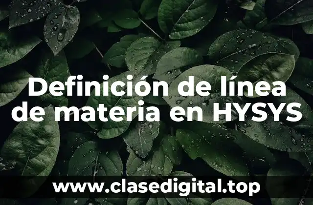 Definición de línea de materia en HYSYS