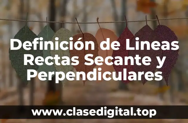 Definición de Lineas Rectas Secante y Perpendiculares