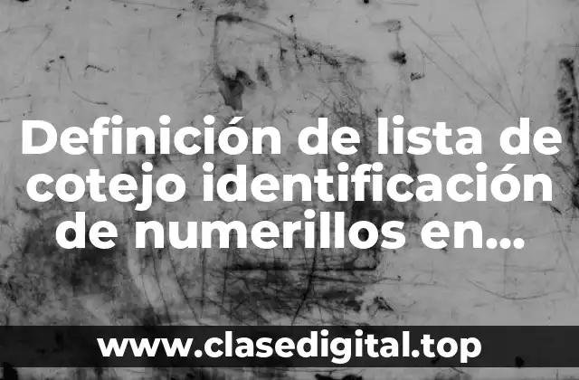 Definición de lista de cotejo identificación de numerillos en preescolar