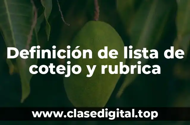 Definición de lista de cotejo y rubrica