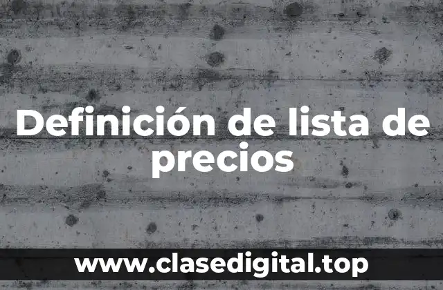 Definición de lista de precios