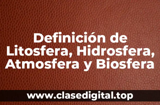Definición de Litosfera, Hidrosfera, Atmosfera y Biosfera