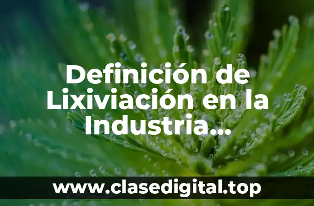 Ejemplos de lixiviación en la industria alimentaria