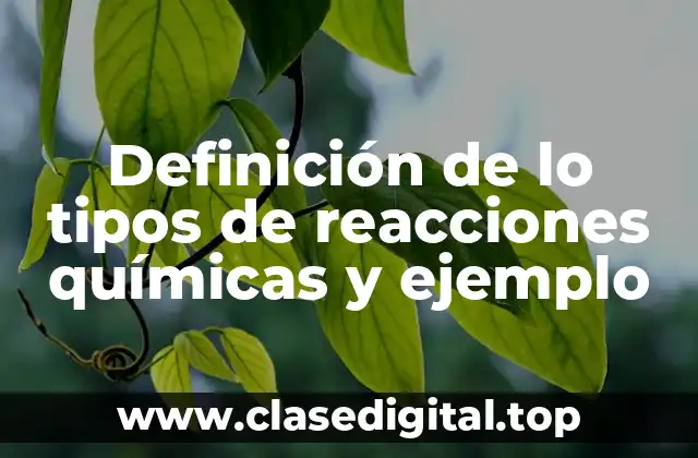 Definición de lo tipos de reacciones químicas y ejemplo