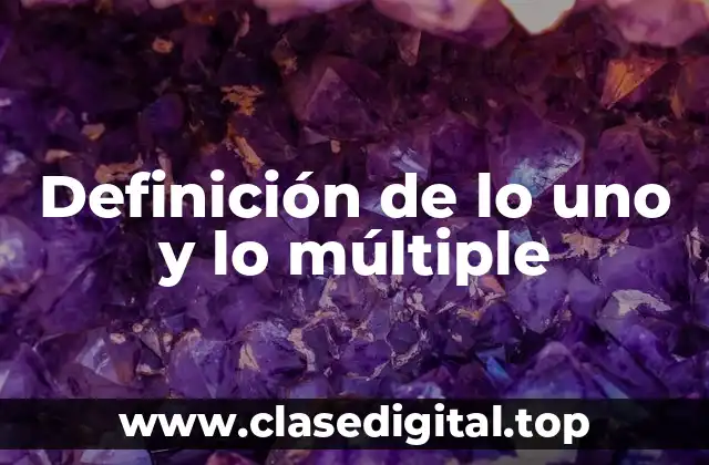 Definición de lo uno y lo múltiple