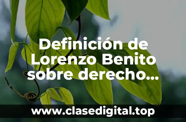 Definición de Lorenzo Benito sobre derecho mercantil