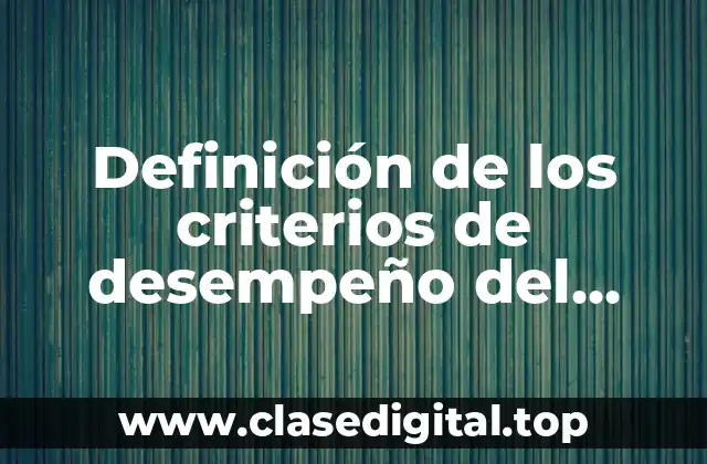 Definición técnica de los criterios de desempeño del sistema