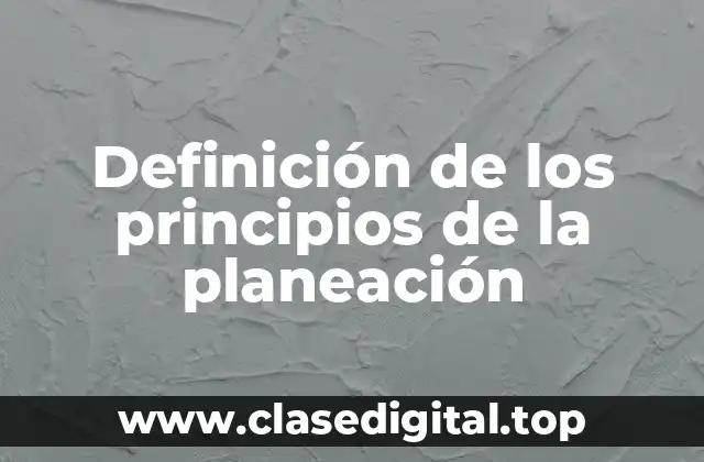 Definición de los principios de la planeación