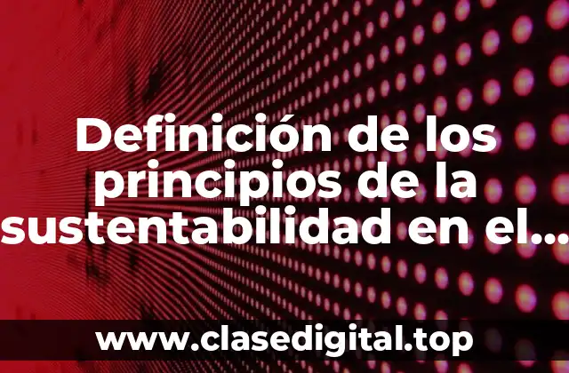 Definición de los principios de la sustentabilidad en el turismo