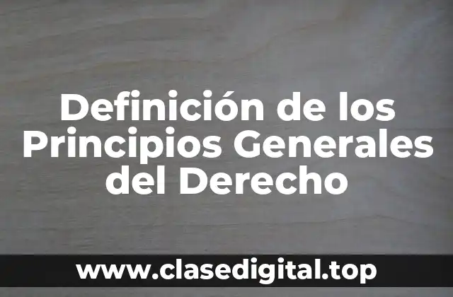 Definición Técnica de los Principios Generales del Derecho