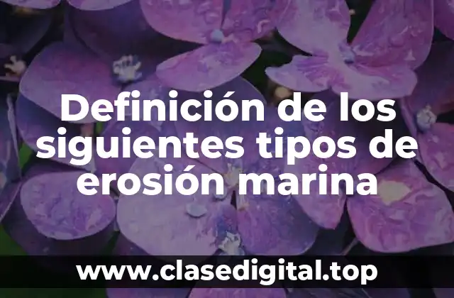 Definición de los siguientes tipos de erosión marina