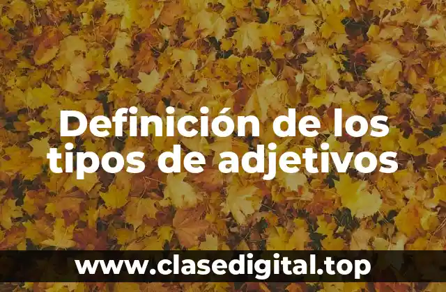 Definición de los tipos de adjetivos