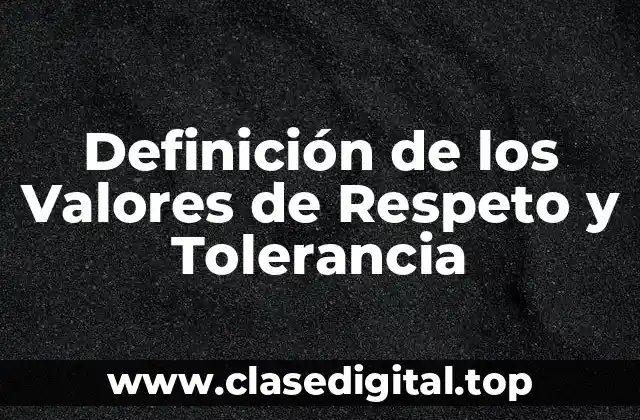 Definición de los Valores de Respeto y Tolerancia