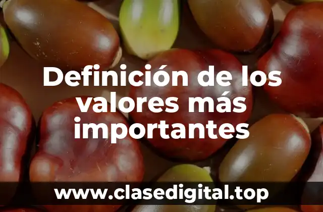 Definición de los valores más importantes