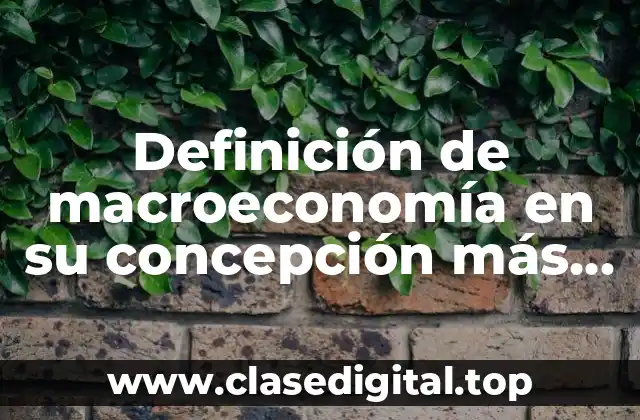 Definición de macroeconomía en su concepción más amplia