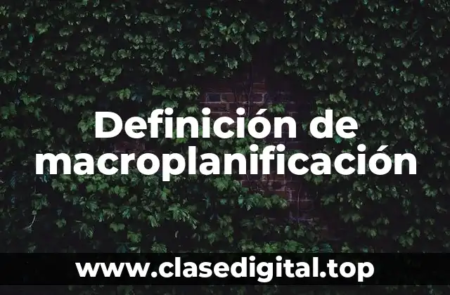 Definición de macroplanificación