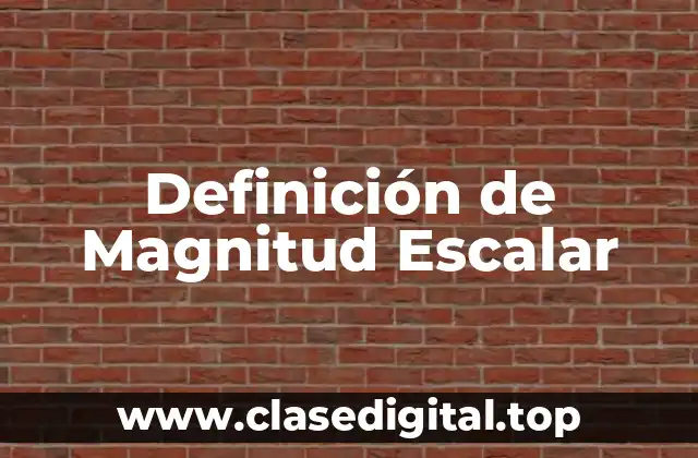 Definición técnica de Magnitud Escalar