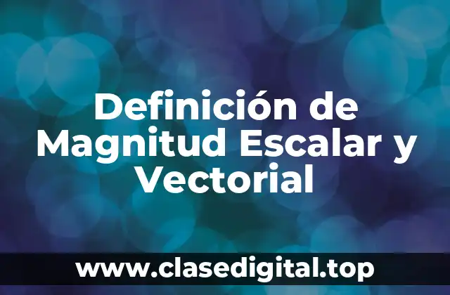 Definición Técnica de Magnitud Escalar y Vectorial