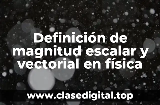 Definición de magnitud escalar y vectorial en física
