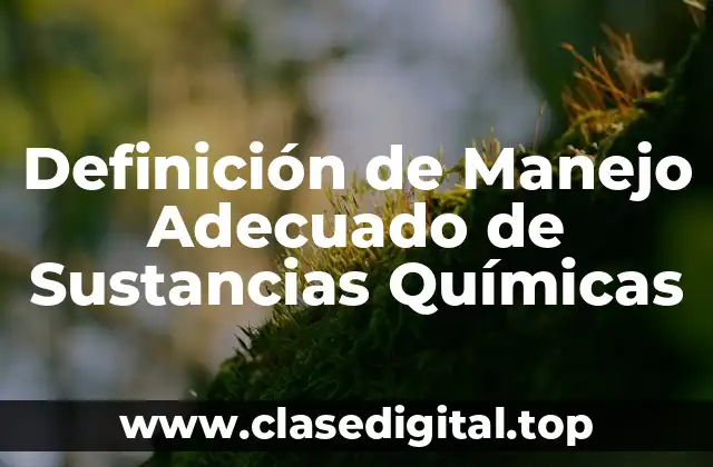 Definición de Manejo Adecuado de Sustancias Químicas