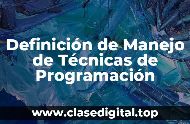 Definición de Manejo de Técnicas de Programación