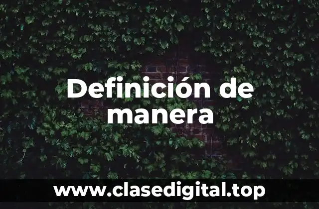 Definición de manera