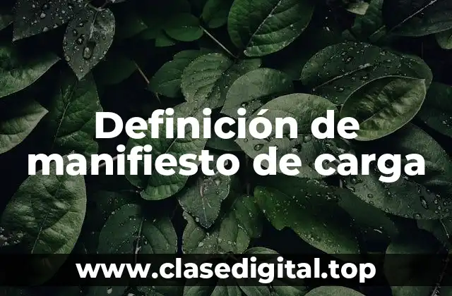 Definición de manifiesto de carga