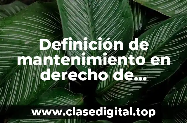 Definición de mantenimiento en derecho de mercantil