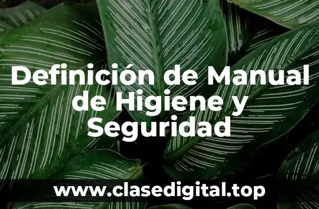 Definición de Manual de Higiene y Seguridad