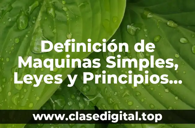 Definición de Maquinas Simples, Leyes y Principios Científicos