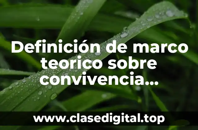 Definición de marco teorico sobre convivencia generacional