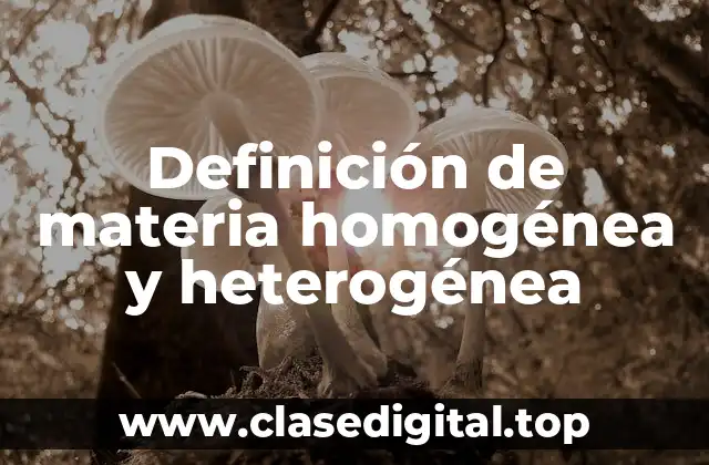 Definición de materia homogénea y heterogénea