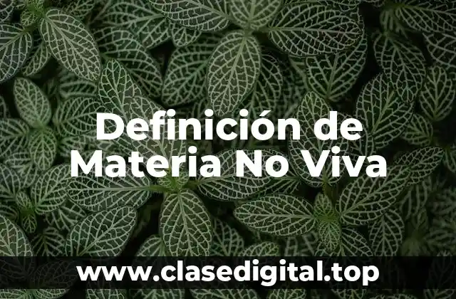 Definición de Materia No Viva