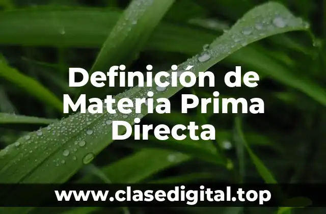 Definición Técnica de Materia Prima Directa