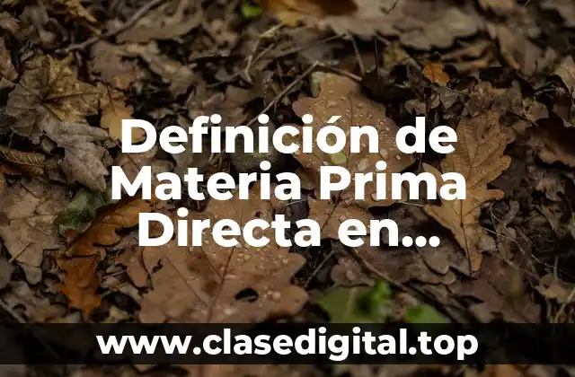 Definición técnica de Materia Prima Directa