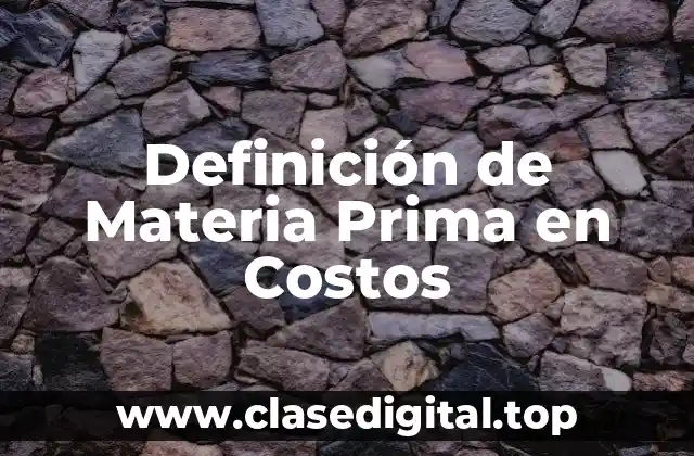 Definición de Materia Prima en Costos