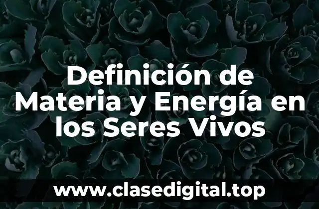 Definición de Materia y Energía en los Seres Vivos