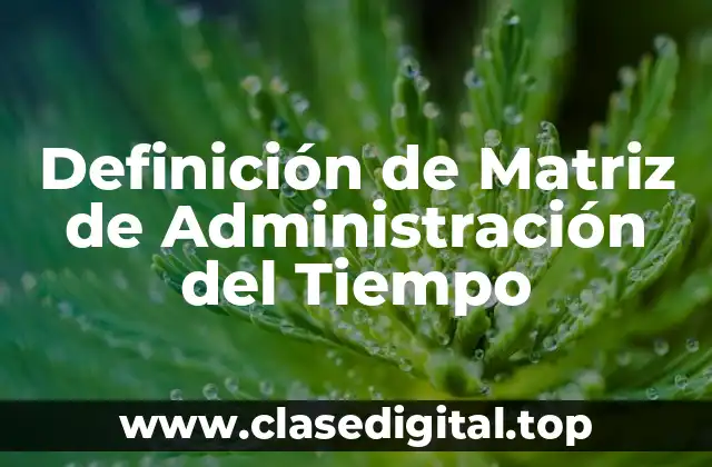 Definición de Matriz de Administración del Tiempo