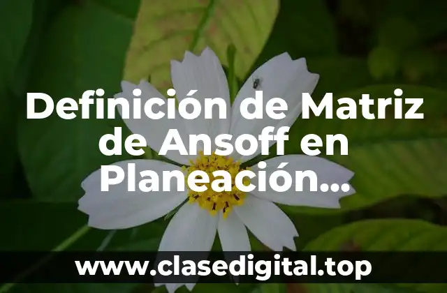 Definición de Matriz de Ansoff en Planeación Estratégica