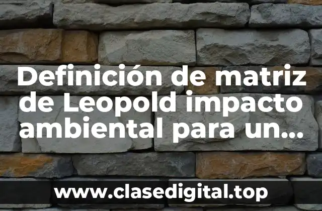 Definición de matriz de Leopold impacto ambiental para un pozo