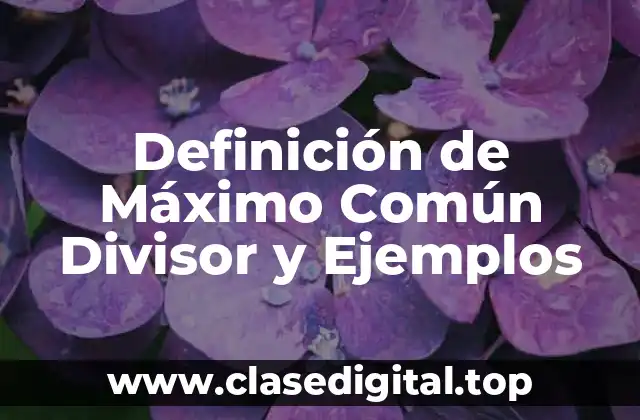 Definición de Máximo Común Divisor y Ejemplos