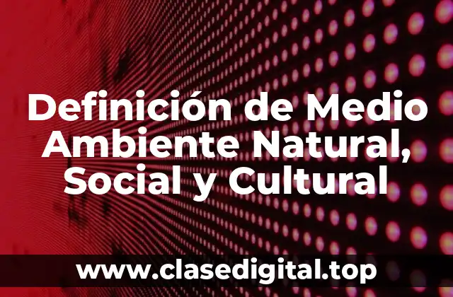 Definición de Medio Ambiente Natural, Social y Cultural