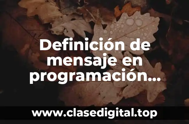 Definición de mensaje en programación orientada a objetos