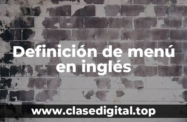 Definición de menú en inglés