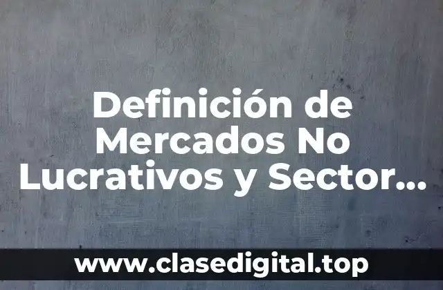 Definición de Mercados No Lucrativos y Sector Público