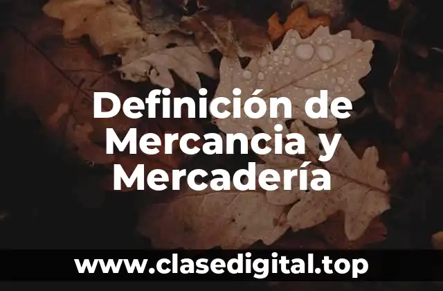 Definición de Mercancia y Mercadería