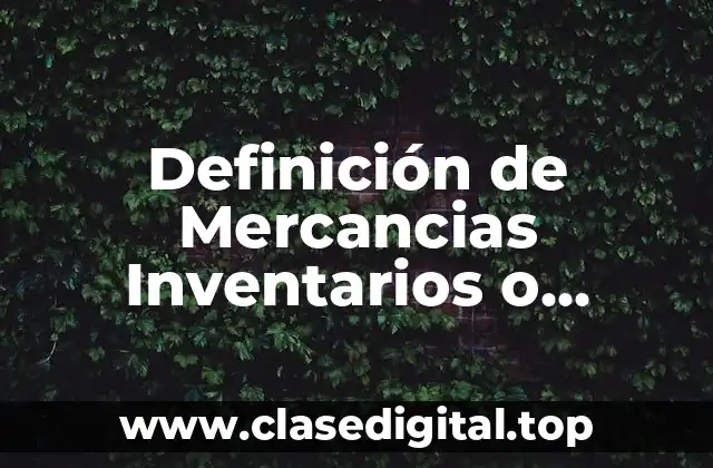 Definición de Mercancias Inventarios o Almacen en Contabilidad